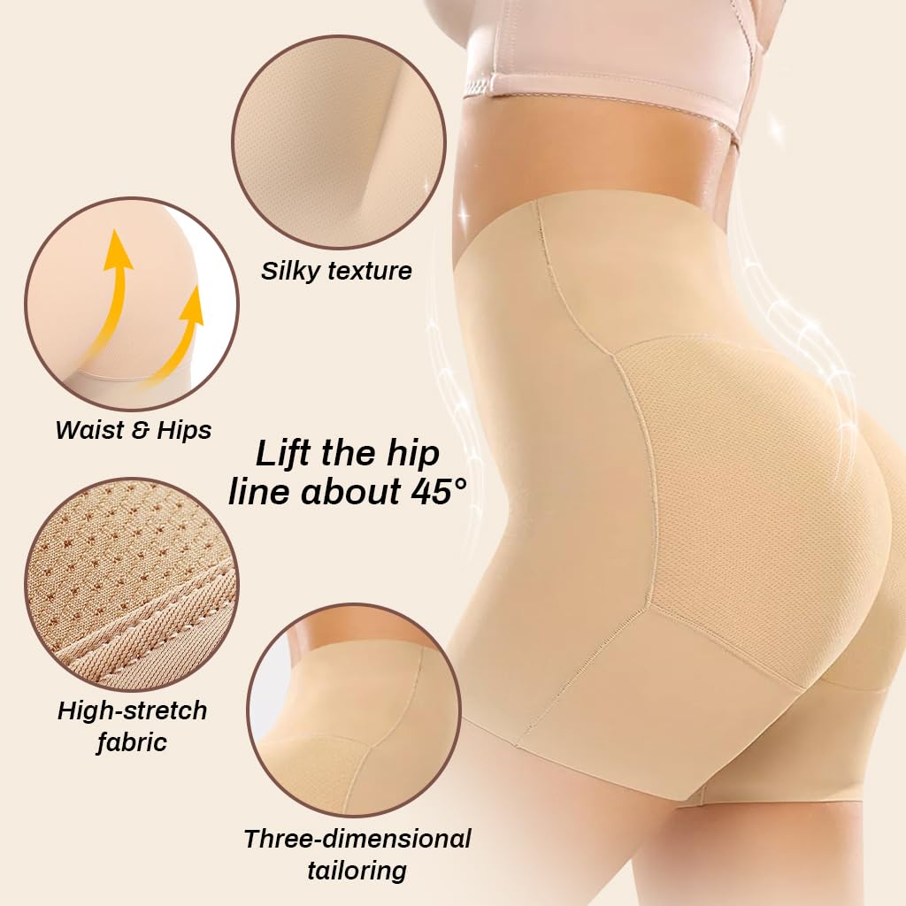 PALAY Butt Lifter Padded Underwear for Women with 3D Hip Pads | Seamless Tummy Control 2PCS
