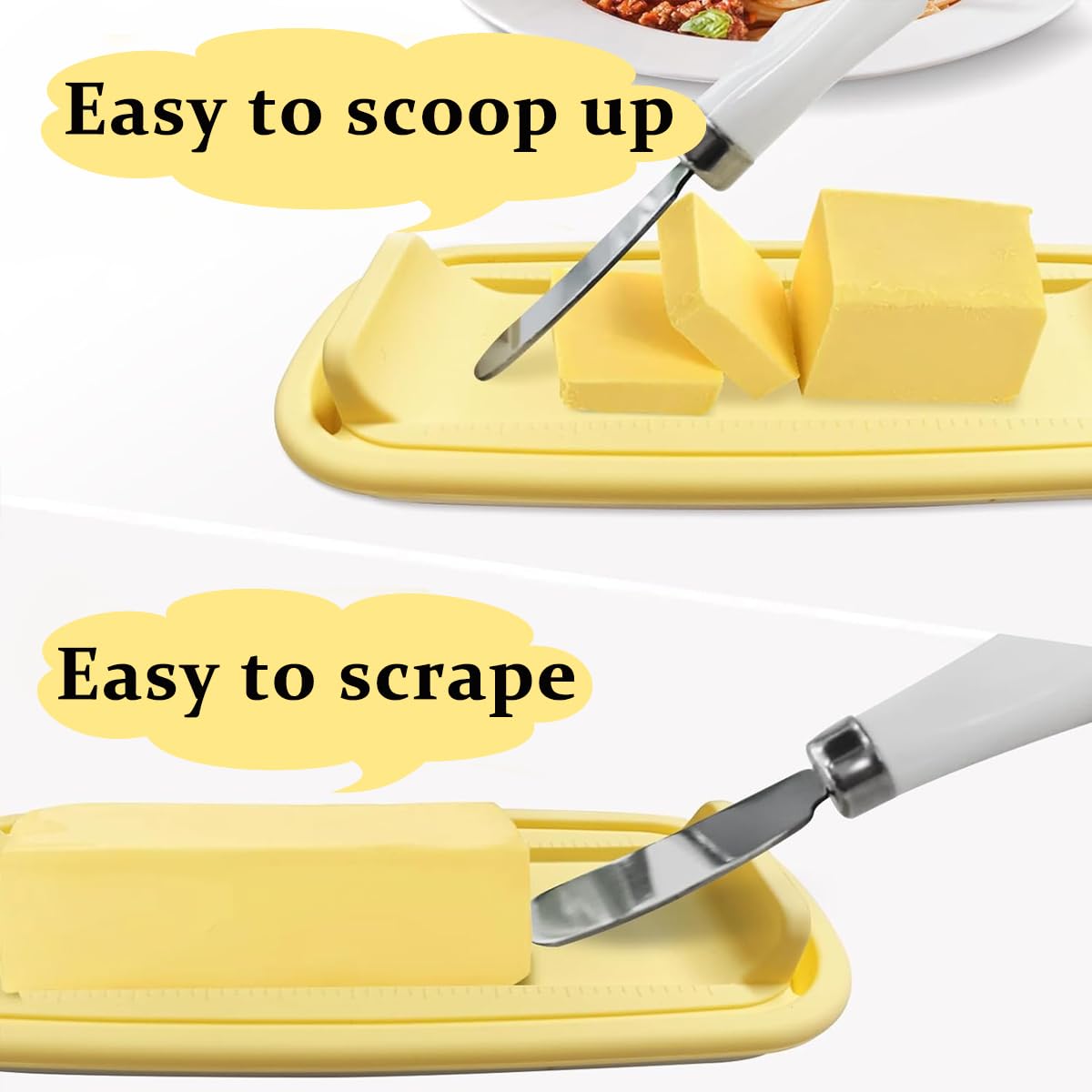 HASTHIP Butter Dish for Countertop with Transparent Lid and Knife Slot featuring 7.5×3 in Size | Food Grade Silicone Container