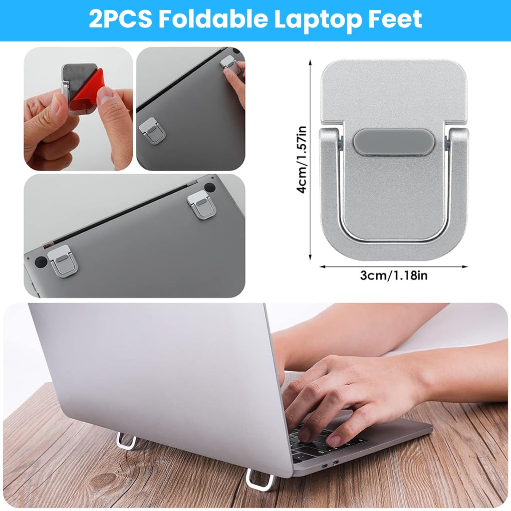 ZORBES Mini Laptop Riser Stand for Ergonomic Typing with 2pc Self Adhesive Design | Aluminum Alloy Cooling Support