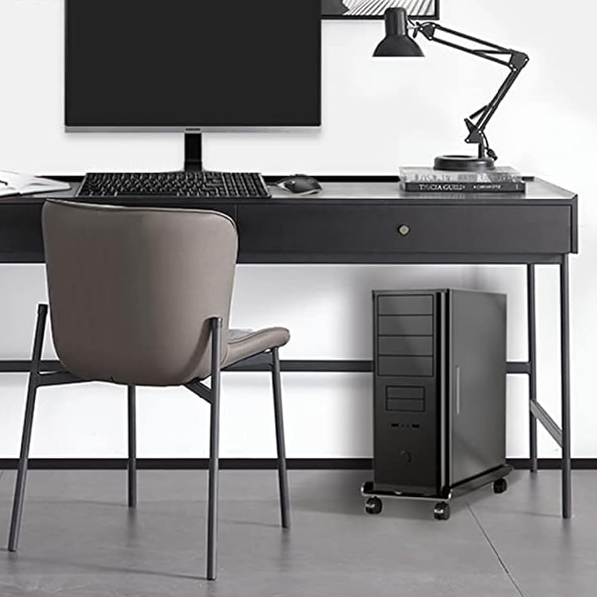 ZORBES Adjustable Mobile CPU Stand with 4 Lockable Wheels and Ventilated Tray for Home & Office