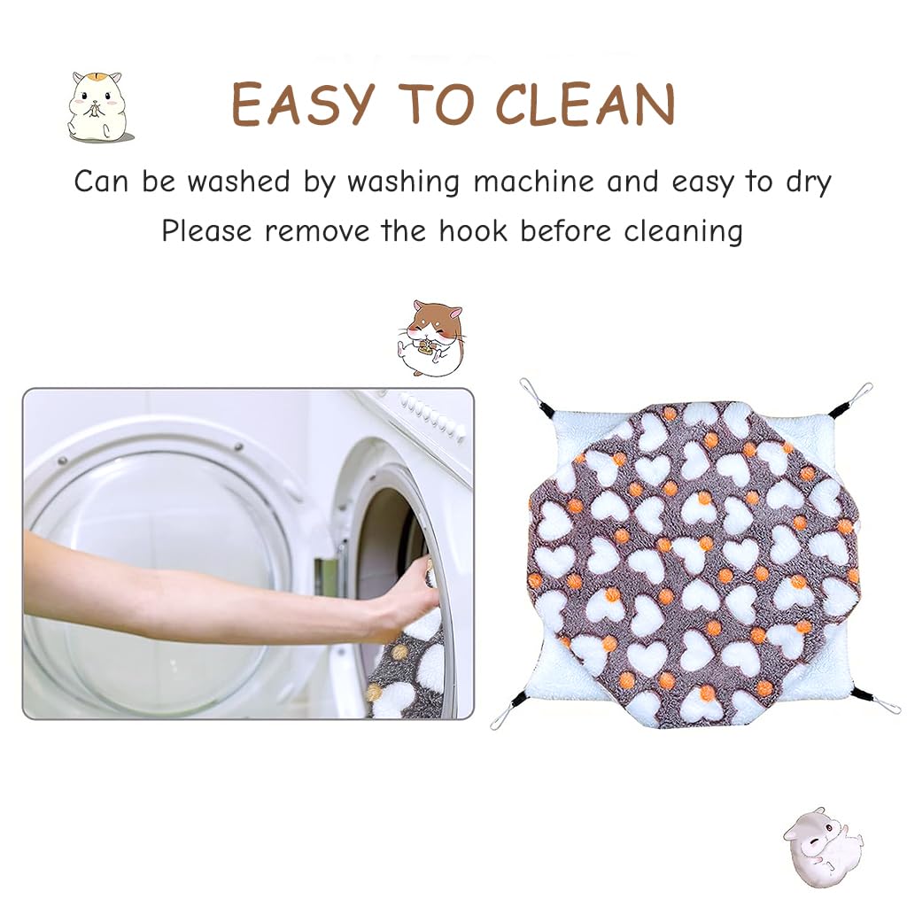 Qpets Winter Hammock Bed for Small Animals featuring Four Hooks and 34x34 cm Plush Design