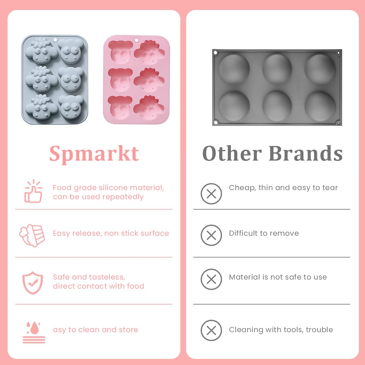 HASTHIP Silicone Molds for Baking with 6 Cavities Cute Sheep Design | Food Grade Nonstick