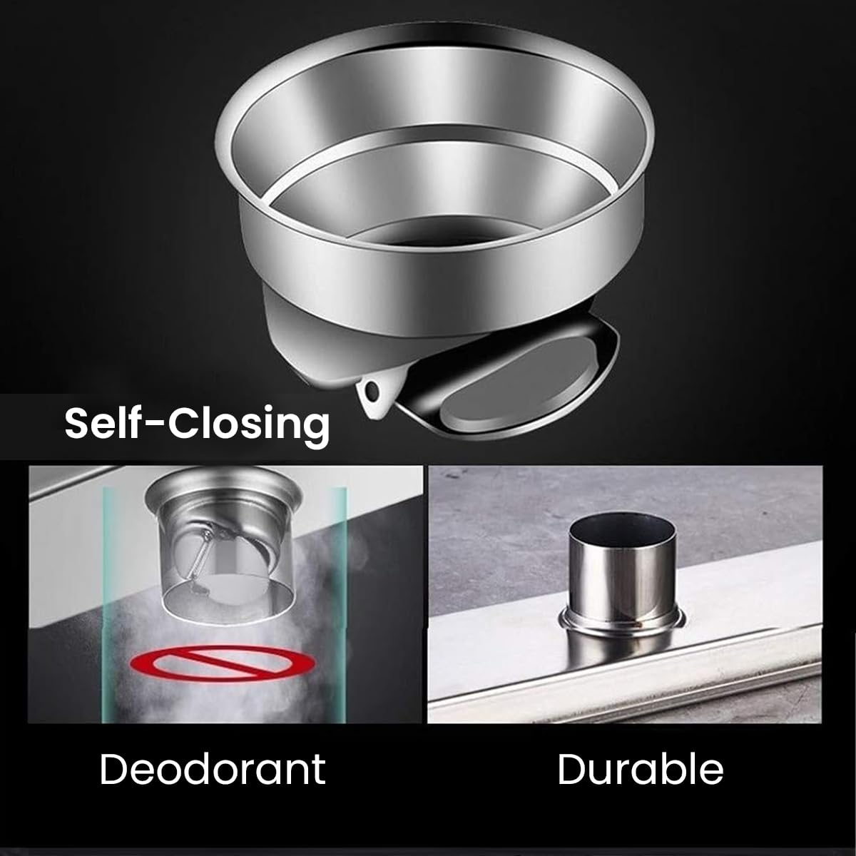 Serplex Linear Shower Drain for Modern Bathrooms with 11.8 x 4 in Size and Brushed 304 Stainless Steel | Sleek Invisible Design