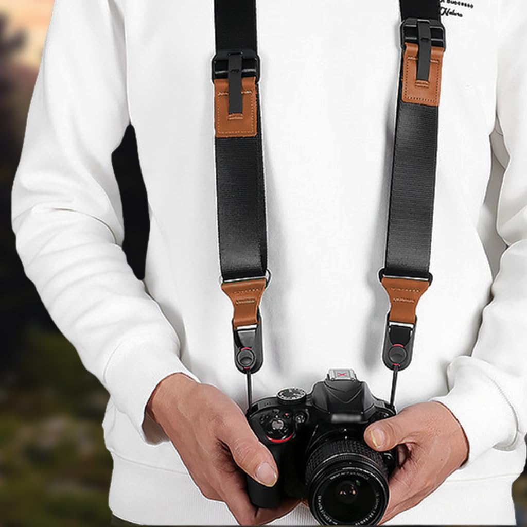 ZORBES Camera Strap for DSLR and Mirrorless Cameras featuring Quick Release System | Adjustable Nylon Shoulder Sling in Black