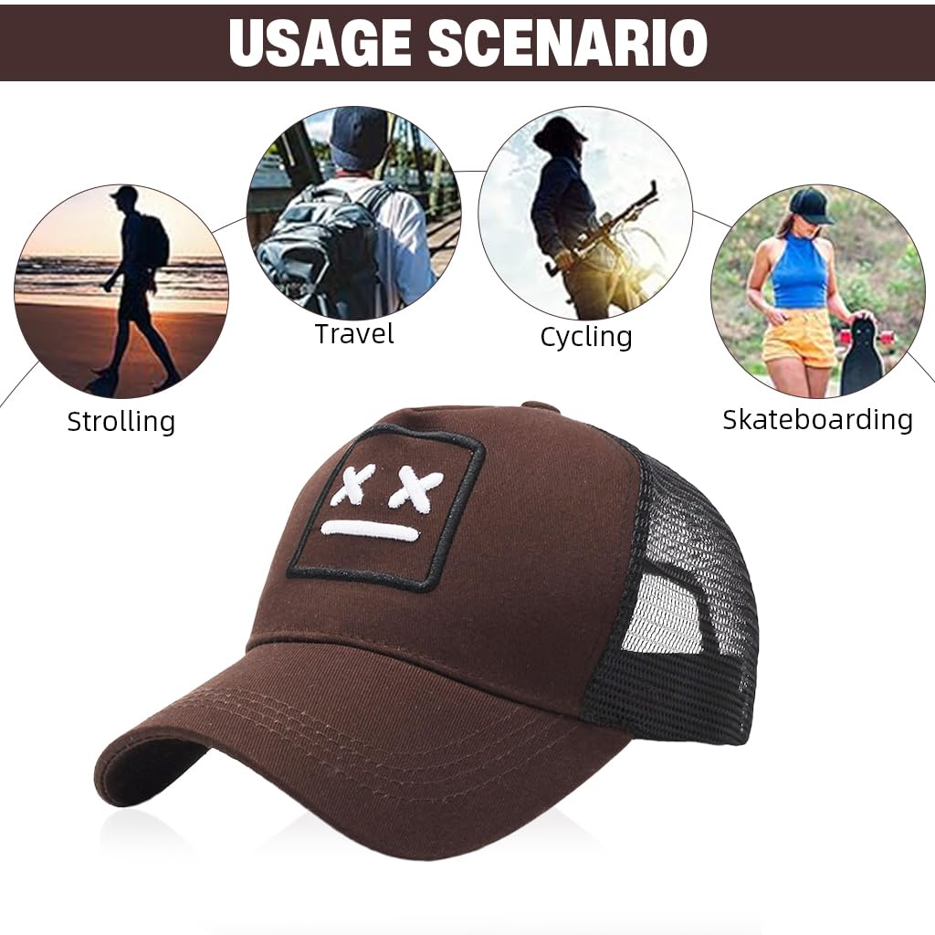 PROBEROS Baseball Cap for Outdoor Sports with Breathable Mesh and Adjustable Fit | Brown Sun Hat for Men and Women