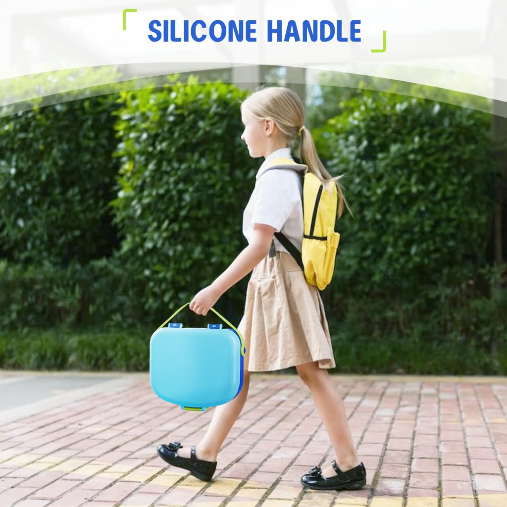 Supvox Lunch Box for Kids with 1300 mL 4 Compartments featuring Steam Heating | Blue