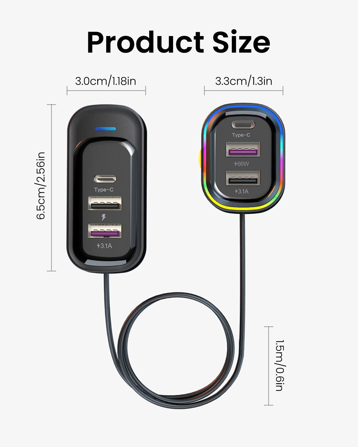 STHIRA® 120W USB C Car Charger for iPhone 15 USB 3.1 Multi Ports Car Cigarette Lighter Charger with Dual Type C Ports, PD & USB 3.1 Ports, Universal 12V/24V Car Cigarette Lighter Charger