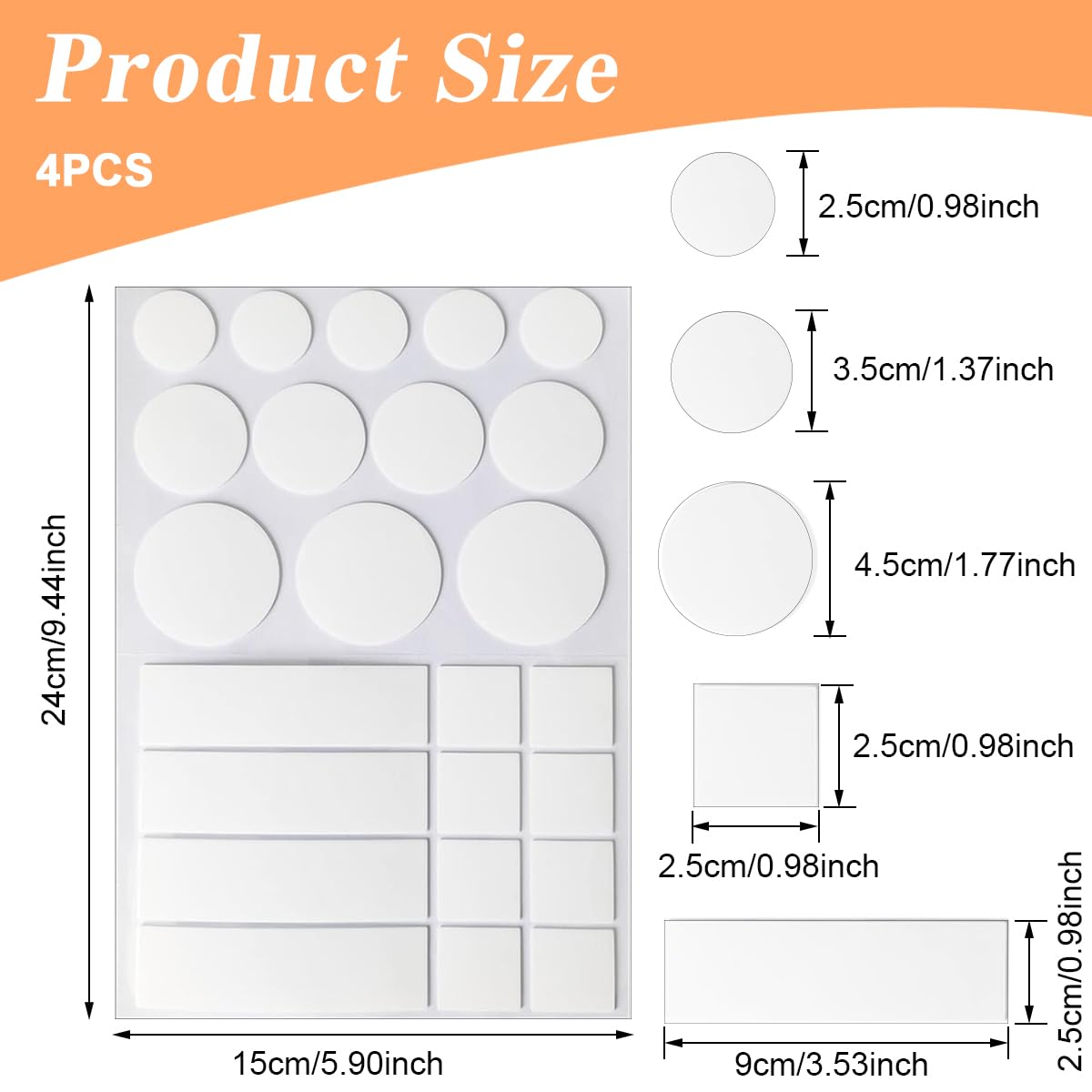 HASTHIP Double Sided Tape for Hanging Decorations with 24 PET Adhesive Pieces | Removable