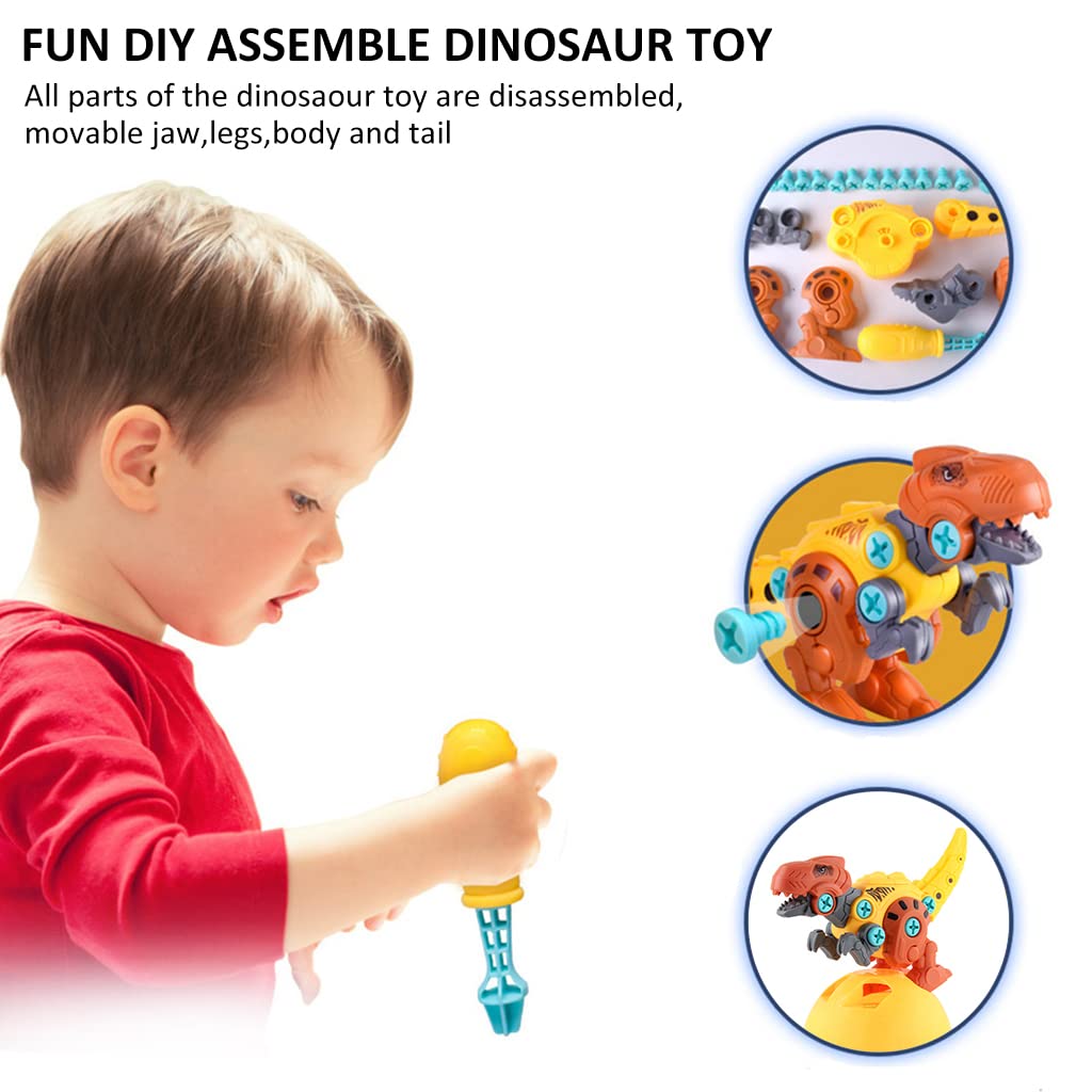 PATPAT  Dinosaur Toys for Kids STEM Construction Building Toys for Kids,Dinosaur Toy with Toy Screwdriver Dinosaur Egg Assembling Building Block Toy Birthday Gifts for 3-8 Year Old Boys Girls (Orange)