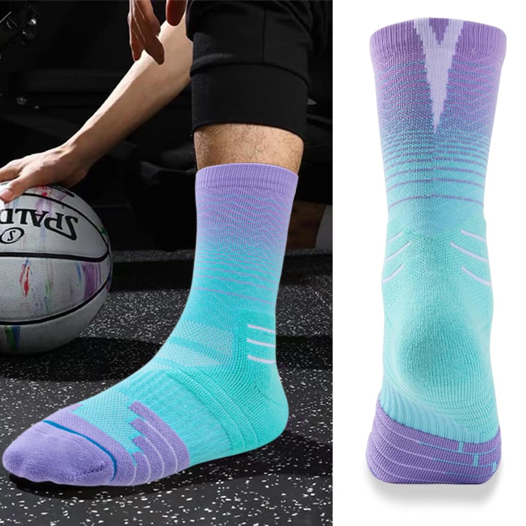 Proberos® 1 Pair Basketball Socks for Men, Cotton Socks Sports Socks, Over The Anklet Socks Crew Socks Terry-Cloth Sole Socks, Comfortable Athletic Socks for Men and Women Running&Training