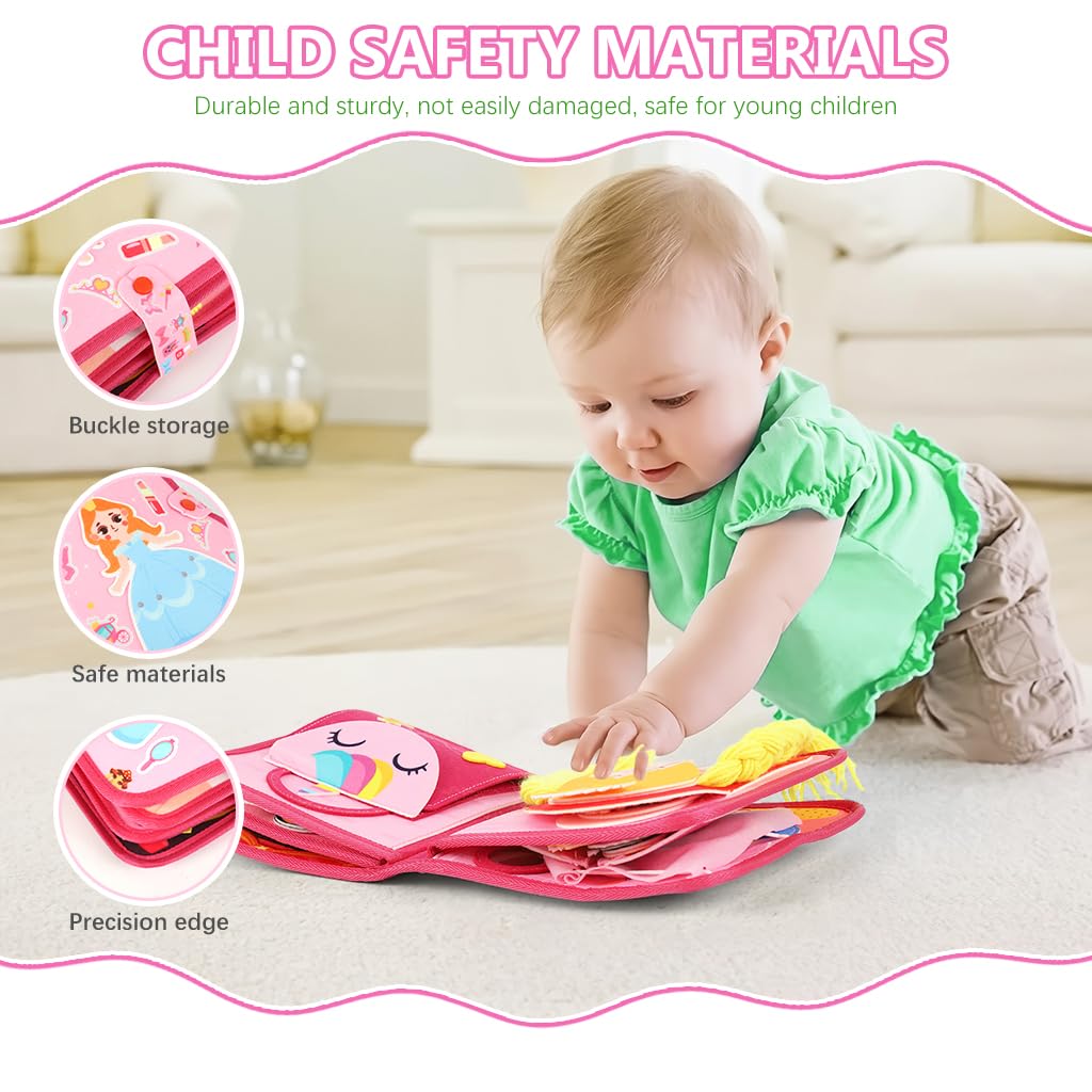 SNOWIE SOFT Busy Board for Toddlers 1-3 with Princess Dress-Up Felt Pages | Montessori Travel Toy