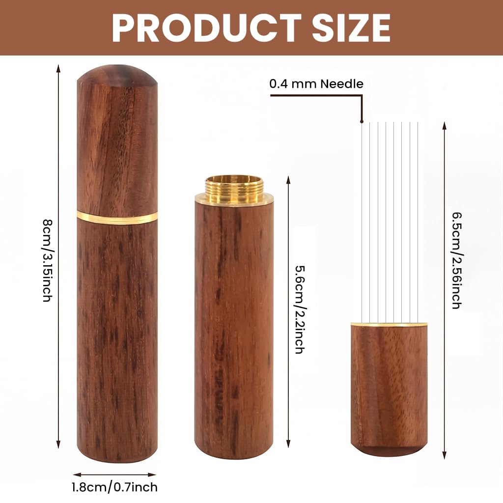 ZIBUYU Coffee Stirrer for Espresso with 8 0.4mm Needles and Ergonomic Rosewood Handle | Rust‑Resistant 8x1.8cm Barista Tool
