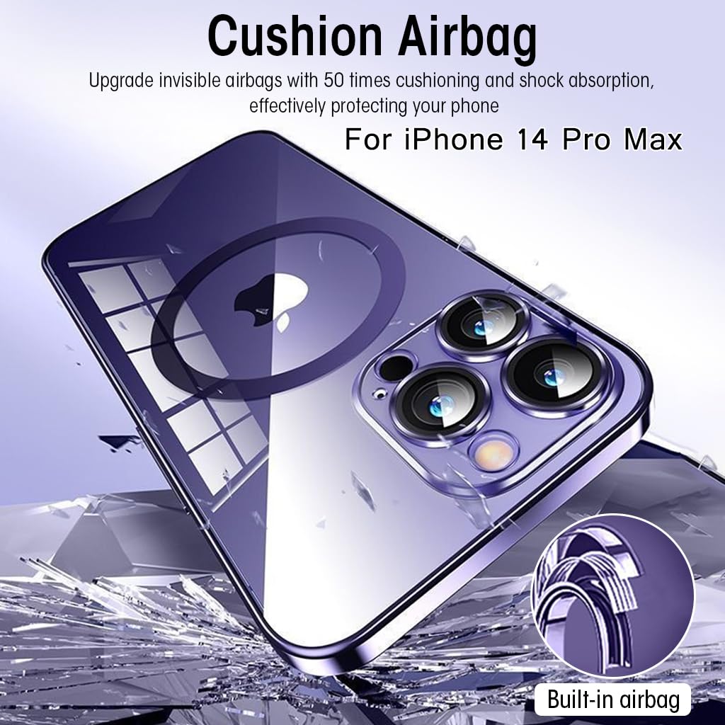 ZORBES® Phone Case for iPhone 14 Pro Max Compatible with Magsafe Phone Cover for iPhone 14 Pro Max with Camera Lens Protector Full Protection Fashion TPU Clear Phone Case for iPhone 14 Pro Max