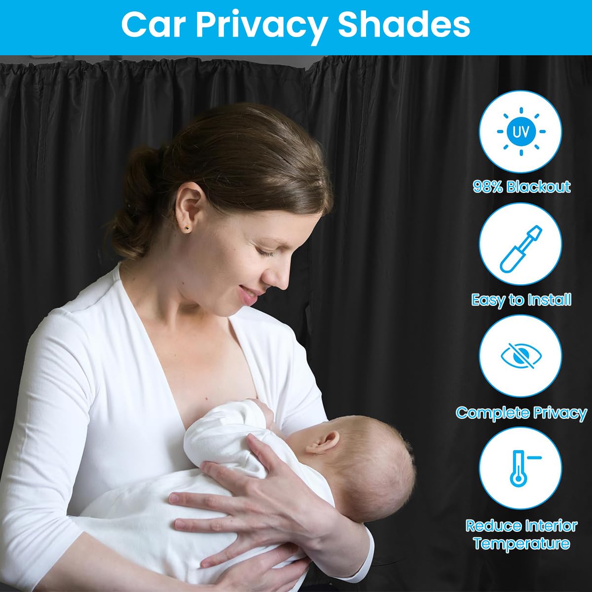 STHIRA Car Blackout Curtain Divider 6PCS for Privacy with Tension Cords | SUV and Van