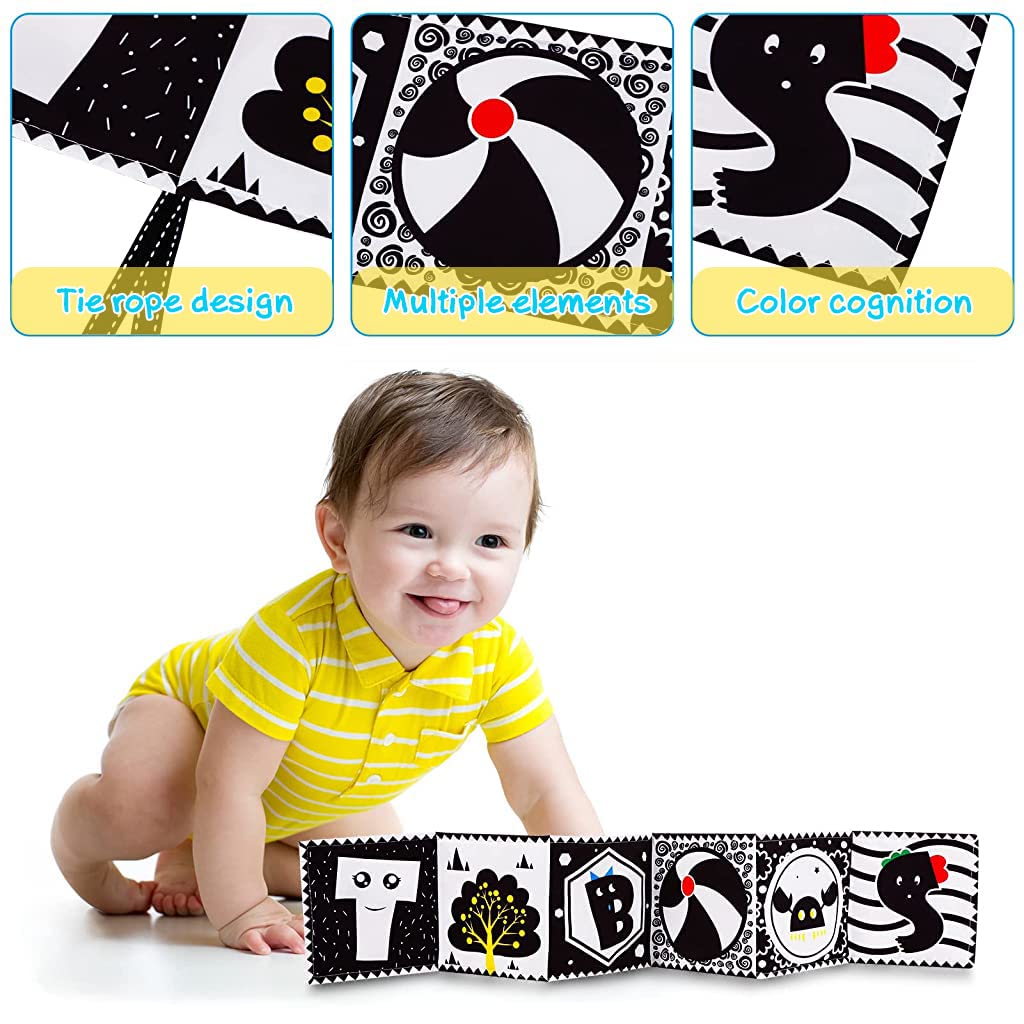 Baby Cloth Book for Early Learning with Soft Fabric Pages in White | Infant Toy