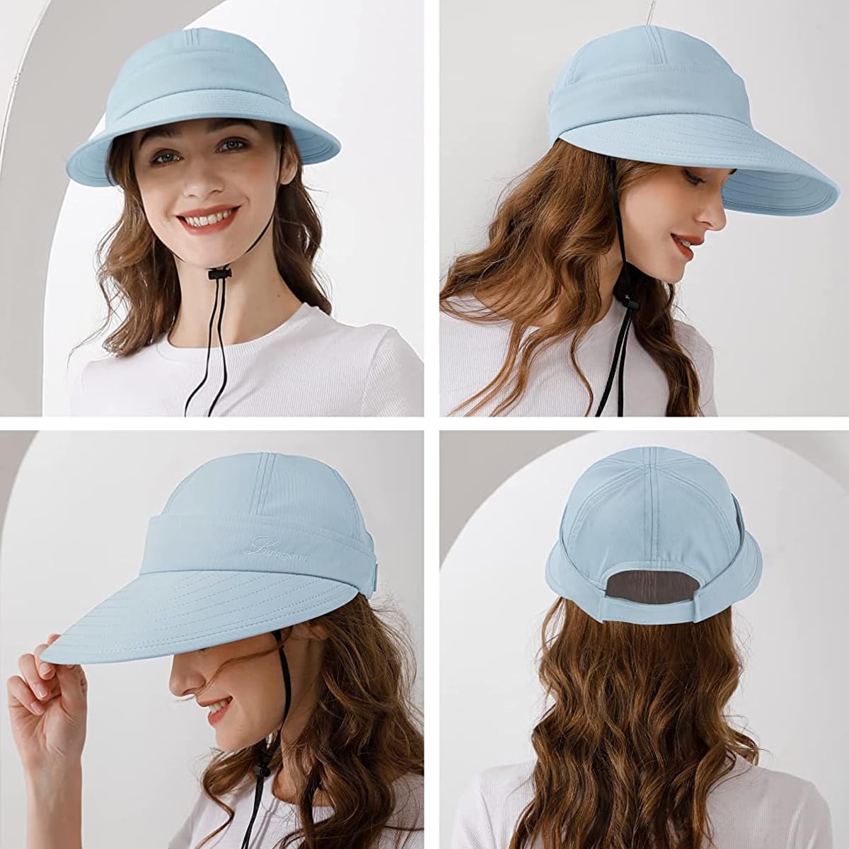 Venzina Sun Hat for Women featuring 4.3 in Wide Brim & Detachable Top | Blue UV Protection
