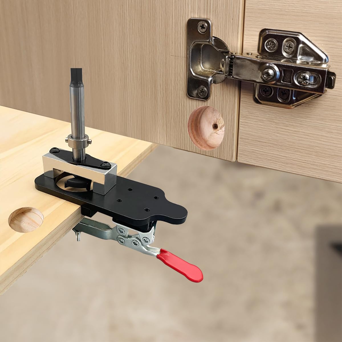 Serplex Concealed Hinge Jig for Cabinet Door Installation featuring 35mm Drill Guide | Aluminum Alloy Woodworking Tool