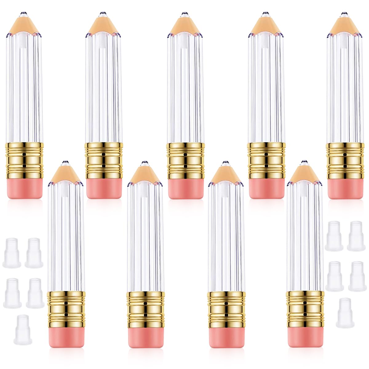 MAYCREATE Empty Lip Gloss Tubes 10pcs 5ml for DIY Cosmetics featuring Pencil Shape and Clear Acrylic Design