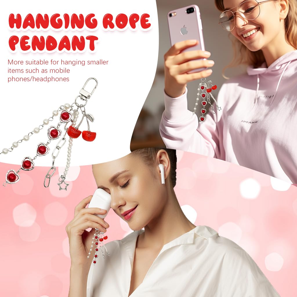 ZORBES Phone Charms for Girls featuring Red Cherry Design and Metal Buckle | 2Pcs Set