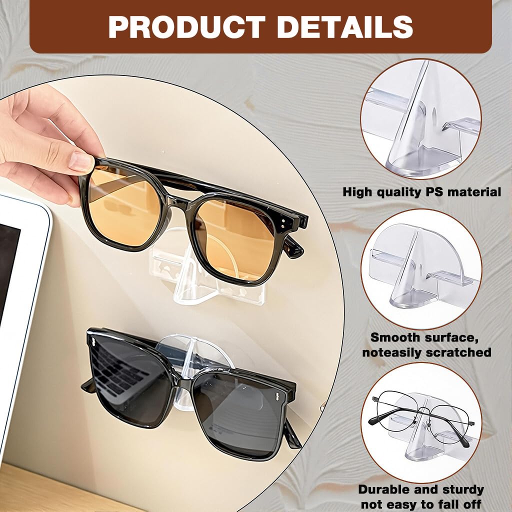 HASTHIP Sunglasses Organizer for Wall Mounted Storage with 4 Clear Racks | Self Adhesive Holder