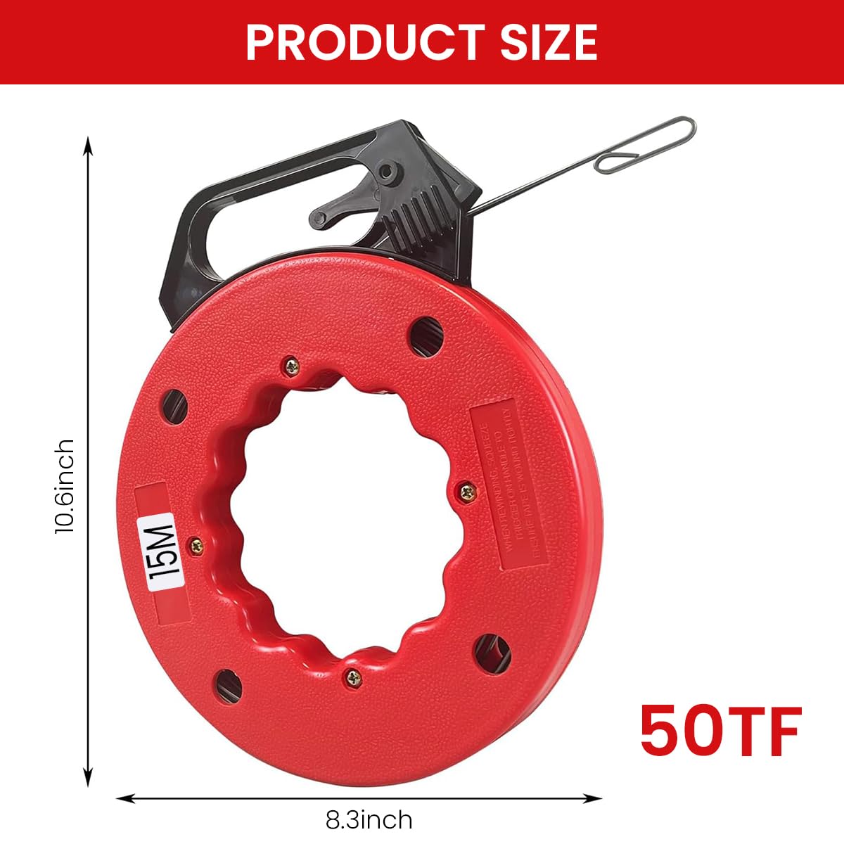 Serplex Fish Tape Wire Puller for Electrical Conduit with Dual Looped Ends and 50ft Stainless Steel Flex | Ideal for Wiring Walls and Floors