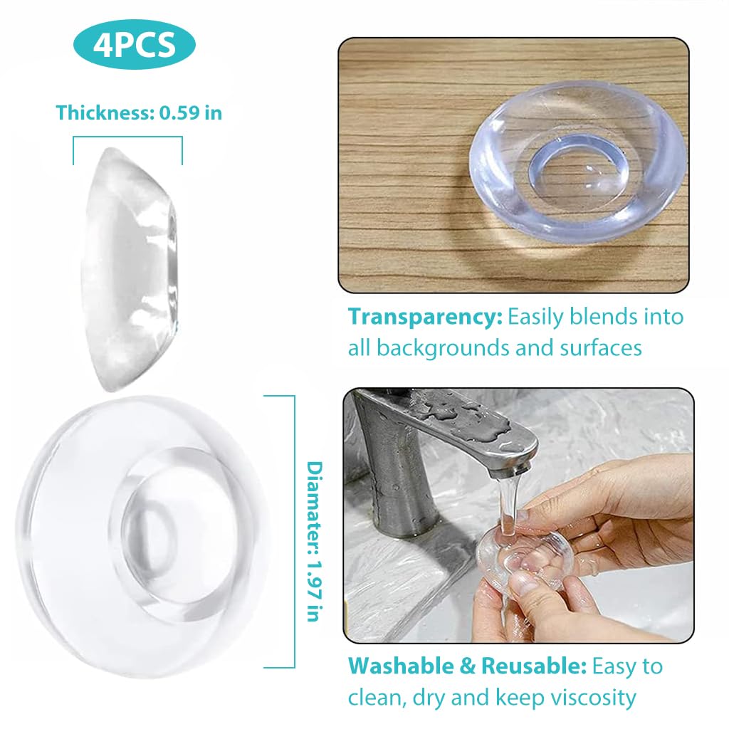 ZIBUYU Door Protector for Home with 1.96 in Round Shock‑Absorbent Rubber Bumper | Transparent Wall Guard