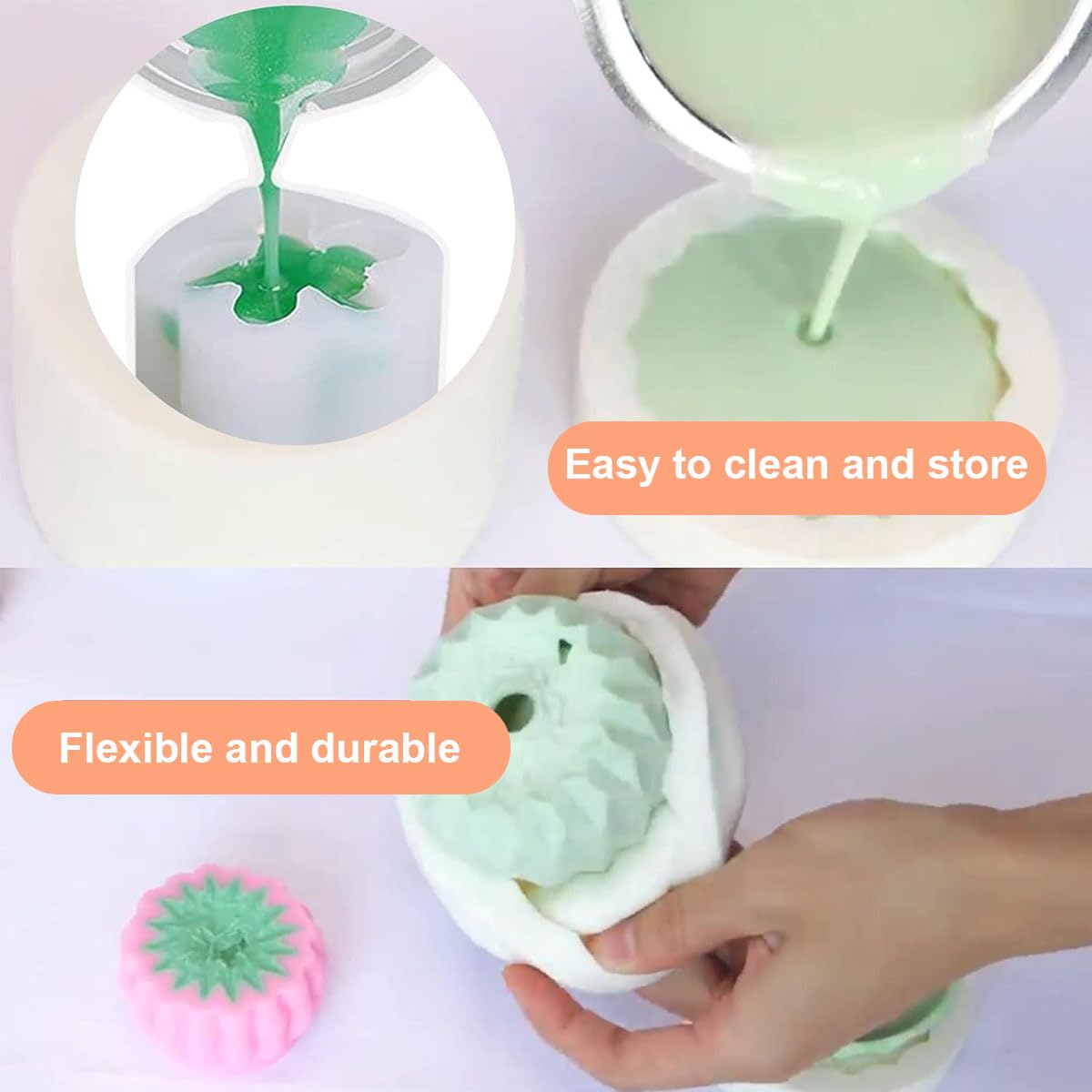 HASTHIP Succulent Silicone Molds for DIY Resin Crafts featuring 9 Styles & Non Stick Design | Food Grade Reusable White Set