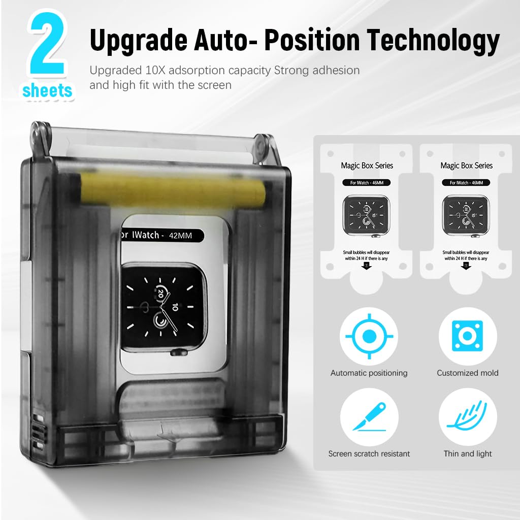 ZEITEL Screen Protector for Apple Watch S10 46mm with Auto Alignment Tool Kit | HD Soft Silicone Film