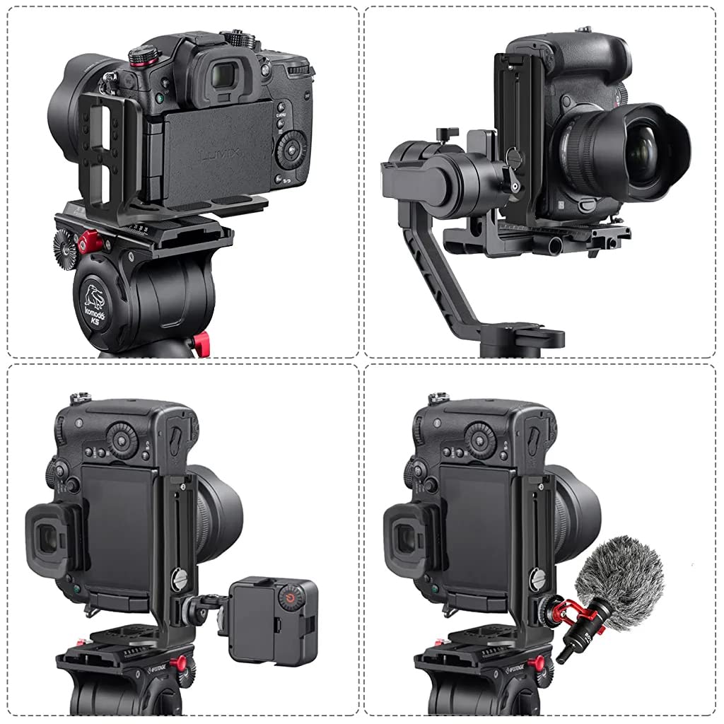 ZORBES DSLR L Bracket for Camera with 1/4 Inch Screw Holes featuring CNC Aluminum Build | Quick Vertical and Horizontal Shooting Mount for Tripod and Gimbal