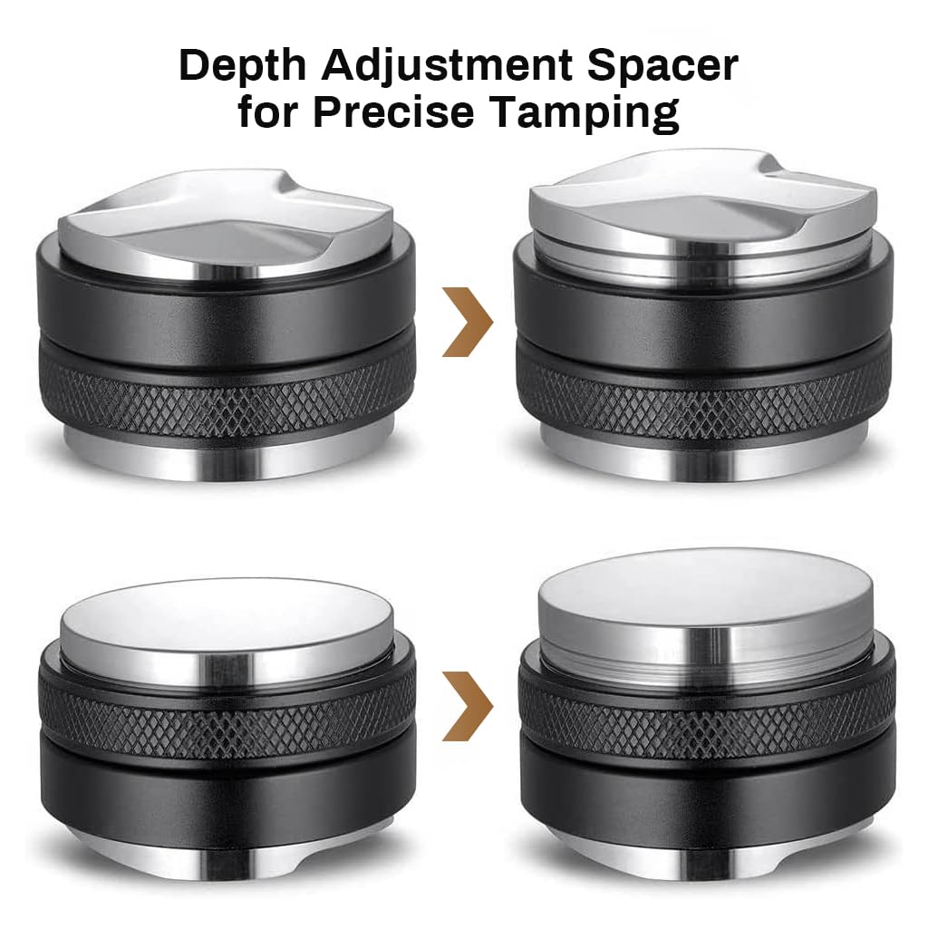 Supvox Espresso Coffee Tamper Set for 51mm Portafilter with Adjustable Depth Control | Stainless Steel 2‑in‑1 Distributor and Needle