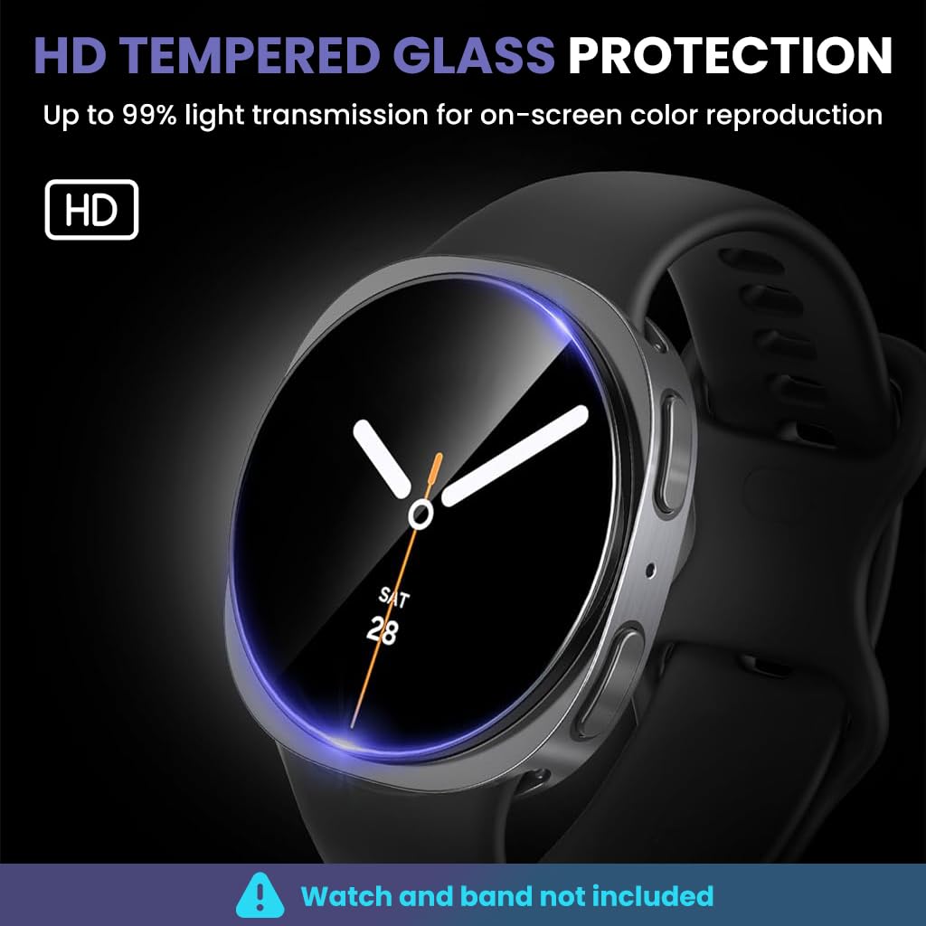 ZORBES Glass Screen Protectors for Samsung Galaxy Watch 8 40mm with Auto Alignment Tool | Clear Tempered Glass and Scratchproof PC Frame