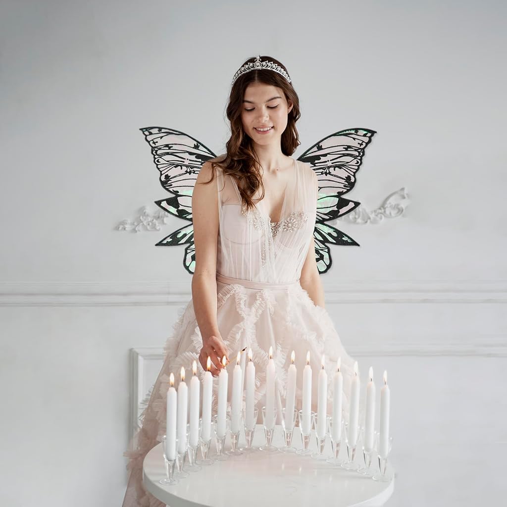 PATPAT® Large Gold Fairy Wings for Adults, Dress Up Sparkling Sheer Wing Butterfly Fairy Halloween Costume Angel Wings for Women