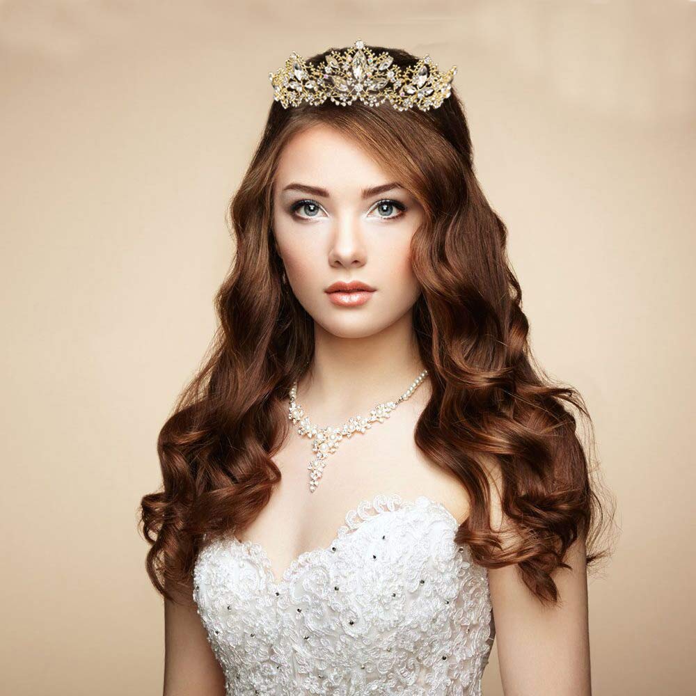 MAYCREATE Crystal Crown for Wedding and Birthday | 2.4 in Height with Stable Comb Design