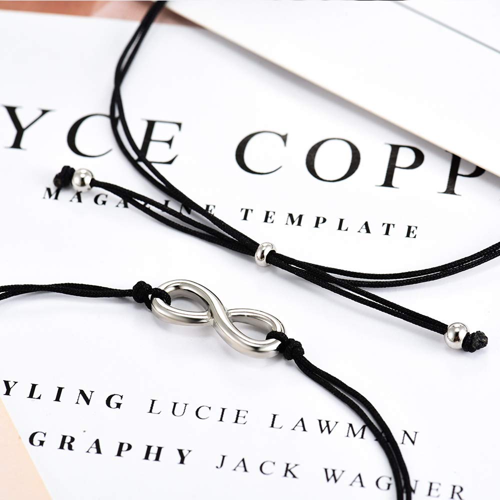 ELEPHANTBOAT Adjustable Infinity Symbol Bracelet for Couples and Friends | 4–9 in Fit