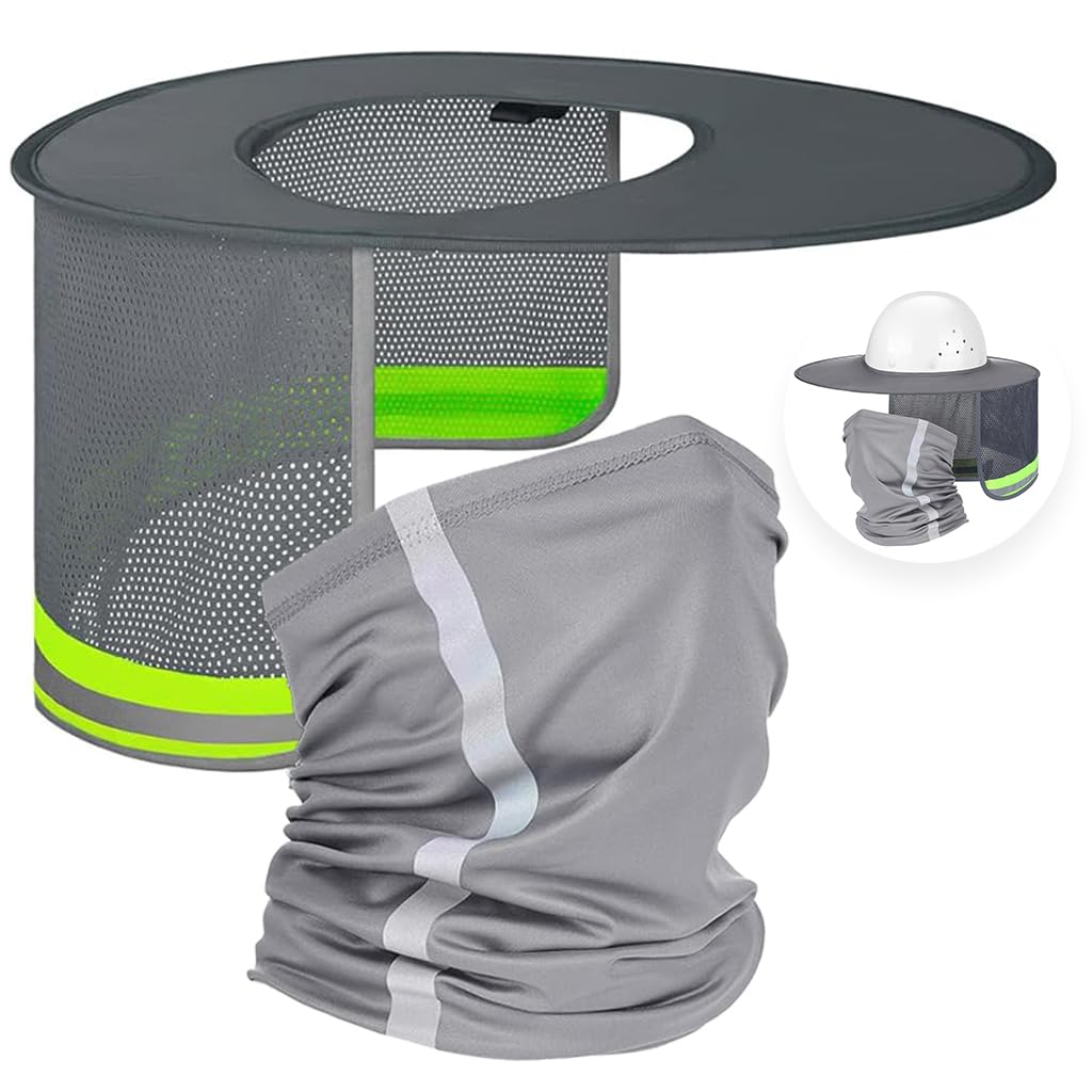 Serplex Hard Hat Sun Shade for Construction Helmets with Reflective Mesh and Neck Gaiter