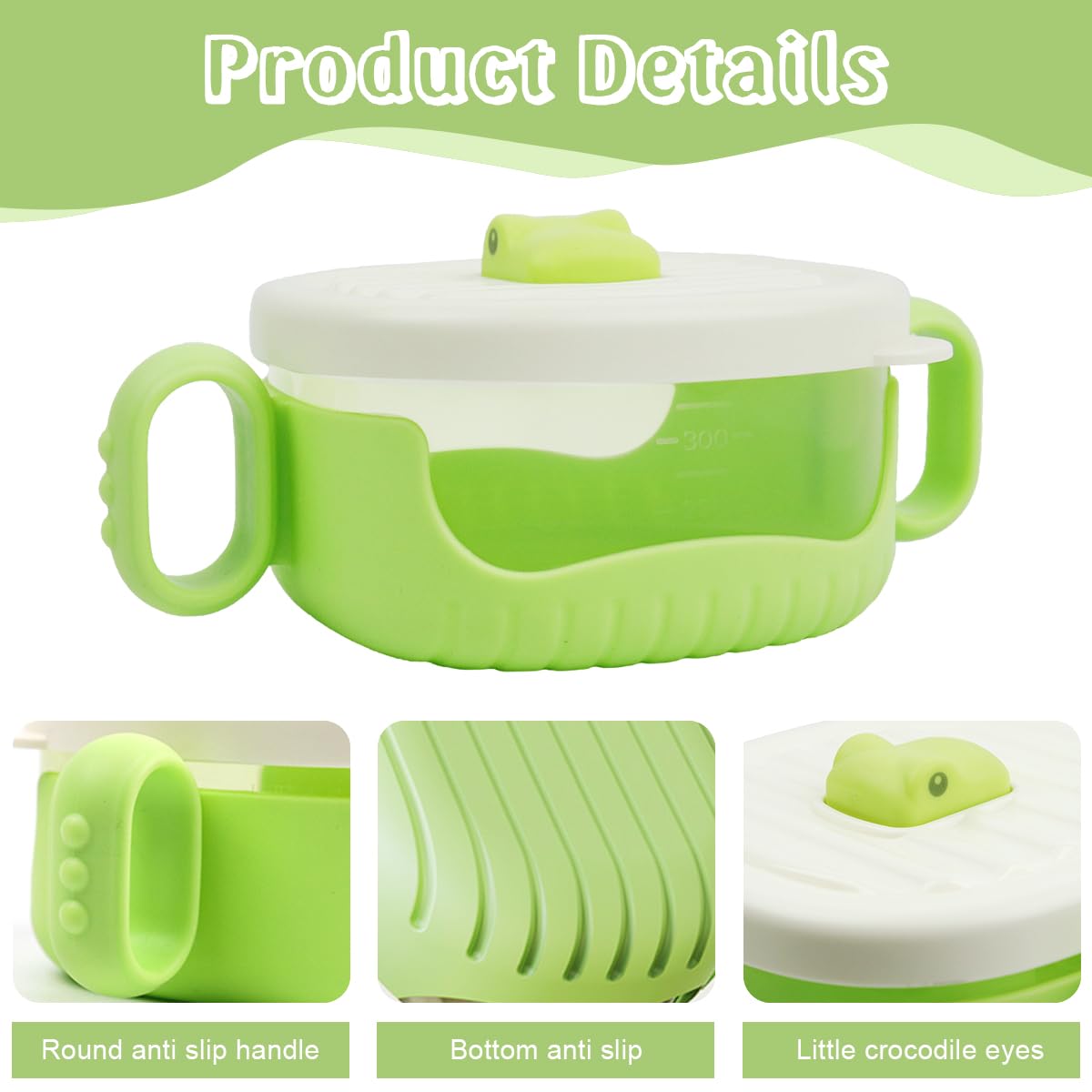 SNOWIE SOFT Baby Sipper Bowl for Feeding with 400ml Capacity and Clip-on Straw | Green PP