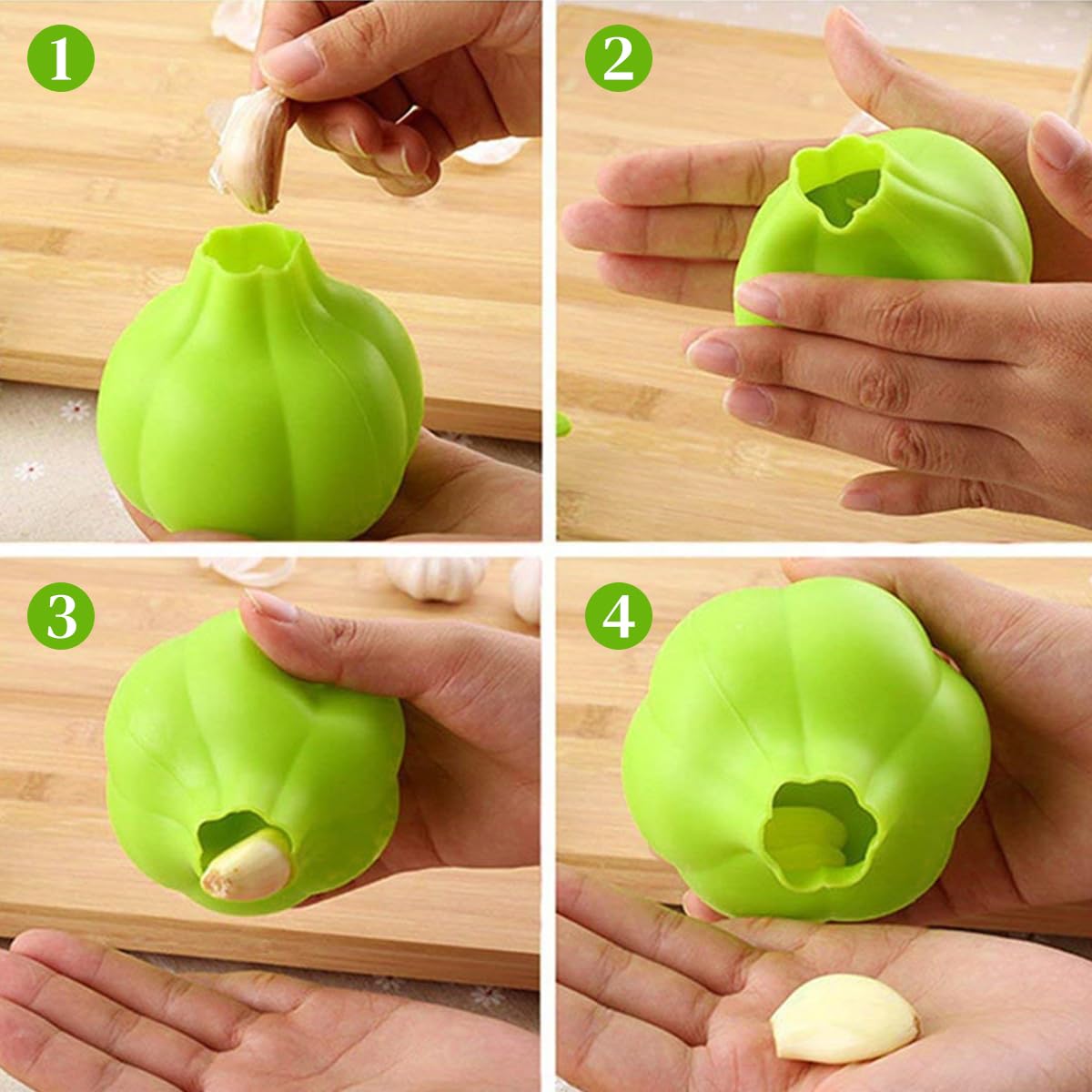 Supvox® 3-PackGarlic Peerler, 2 in 1 Garlic Removal Tool Silicone Garlic Crusher Garlic Ginger Skin Peeling Pouch Kitchen Garlic Ginger Skin Removal Tool