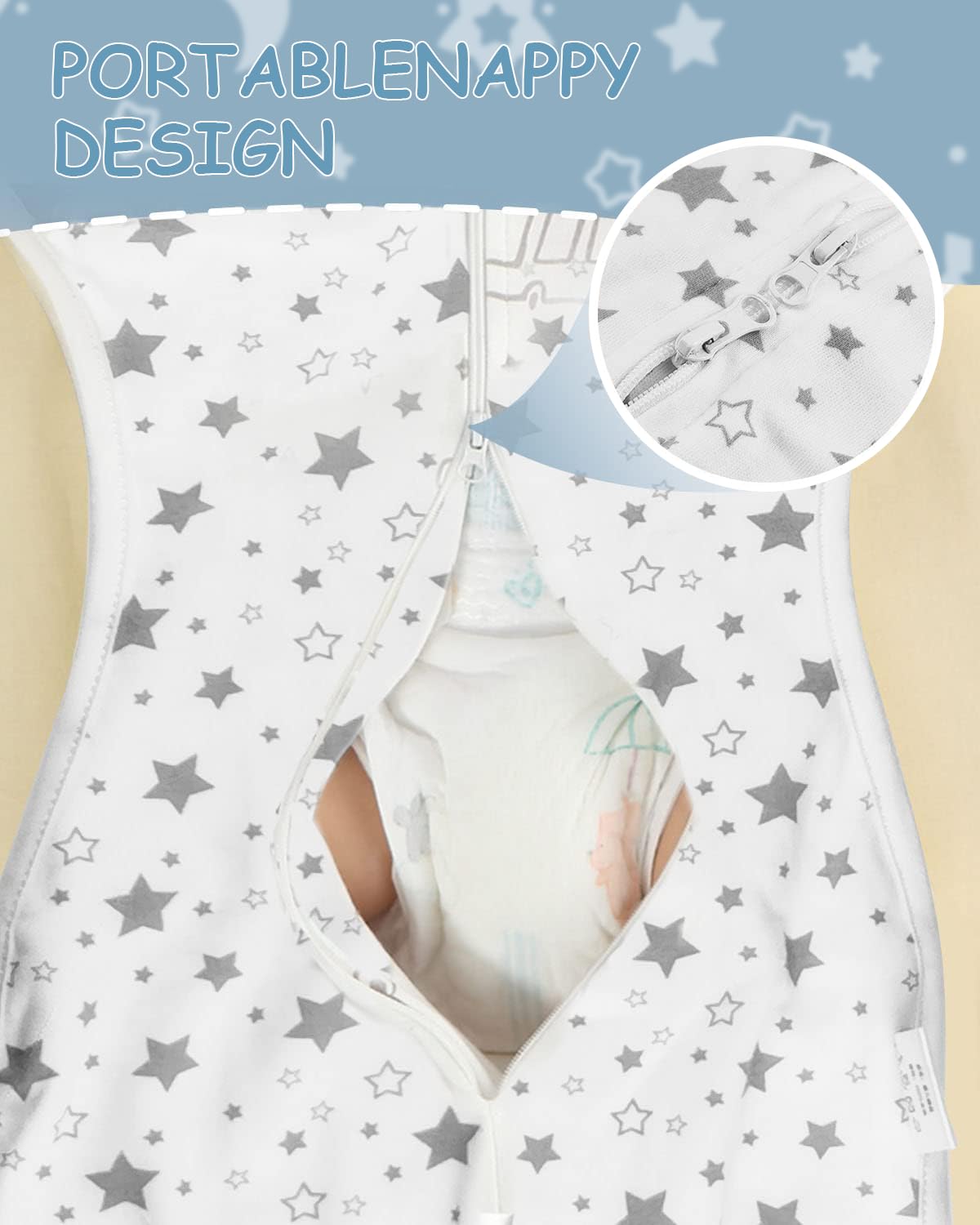 SNOWIE SOFT Baby Swaddles for Newborns, 100% Cotton Baby Swaddle Wrap for Newborns Arms Up Baby Sleeping Blanket Zipping Baby Sleeping Bag Newborn Sleep Sacks for Startle Reflex for Baby 0-6 Months