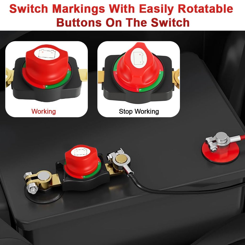 STHIRA Battery Cut Off Switch for Car RV and Boat featuring Pure Copper Contacts | 12–48V 275A Reliable Power Disconnect