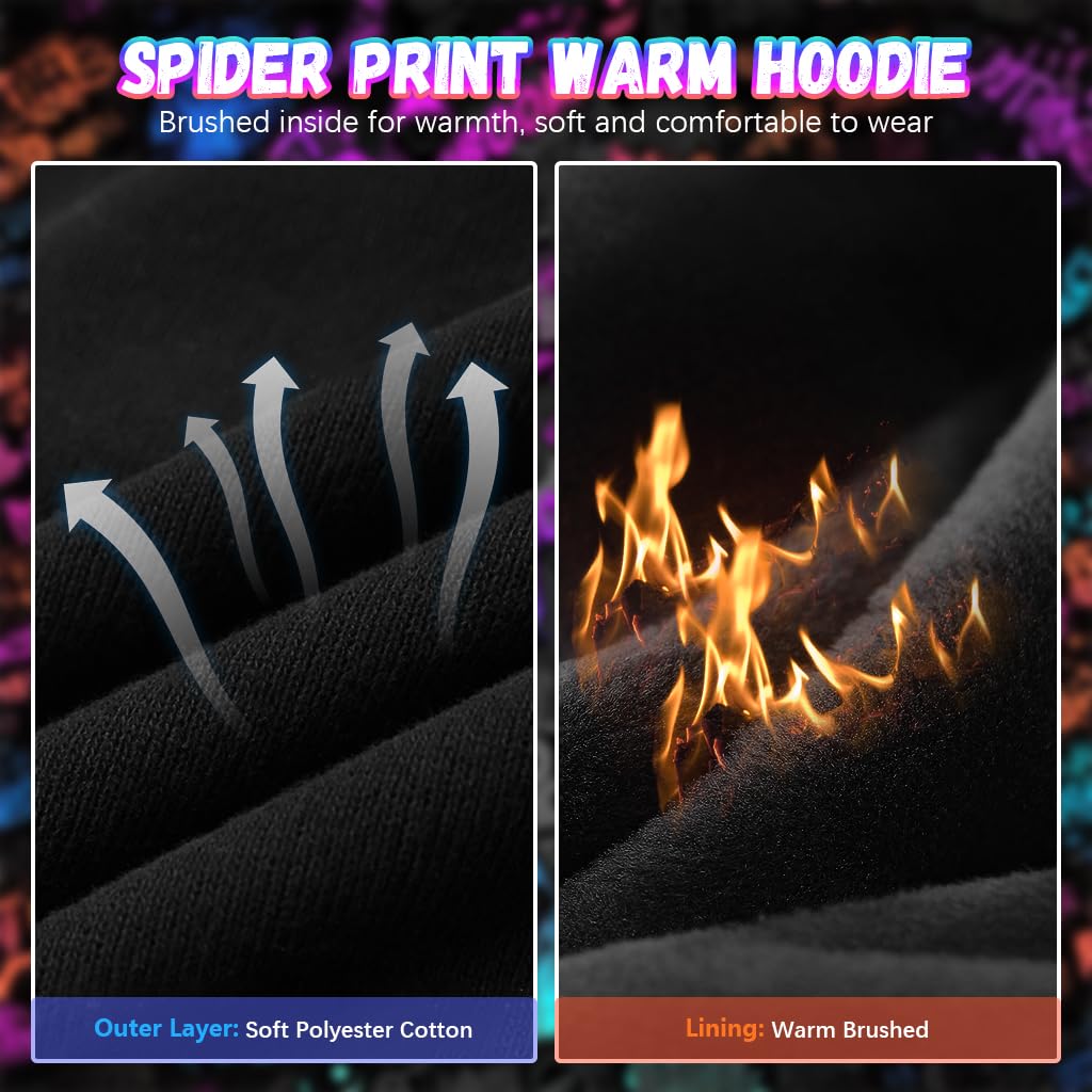 GUSTAVE Hoodie for Men and Women featuring Full Zip Face Cover | Spider Graphic Y2K Streetwear