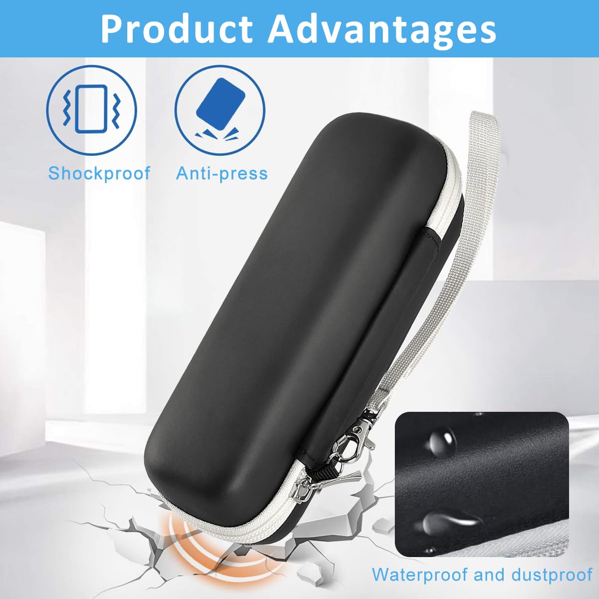 HANNEA Electric Toothbrush Travel Case for Oral B and Philips Sonicare with EVA Hard Shell | Portable Protective Storage Bag in Black