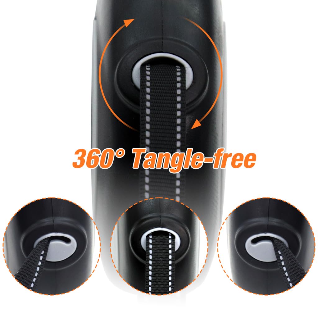 Qpets Retractable Dog Leash for Walking with 9.8 ft Nylon Rope and 360° Tangle-Free Hook | Anti-Slip Handle for Dogs up to 50 kg