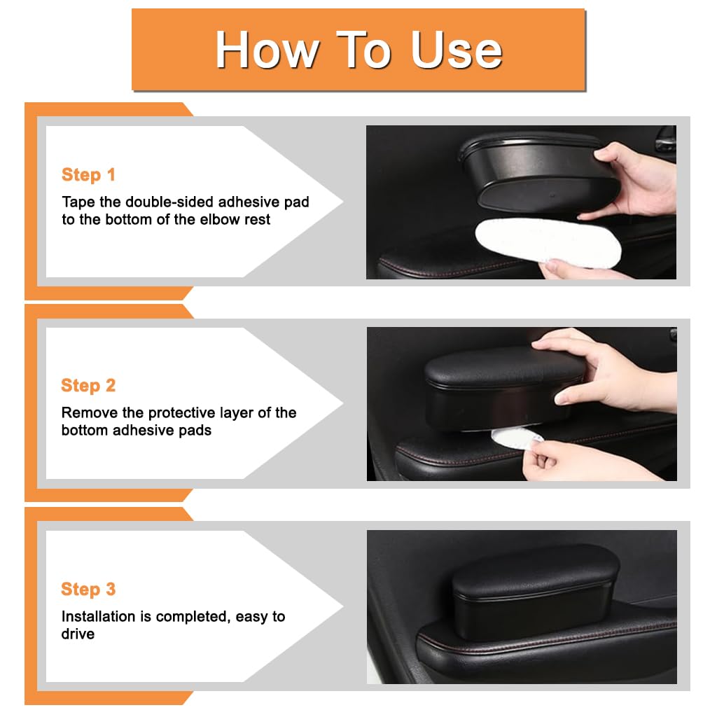 STHIRA Elbow Rest Armrest for Car Door with 2 in 1 Storage Case and Adjustable Length | PU Cushioned Support 20x8x8cm