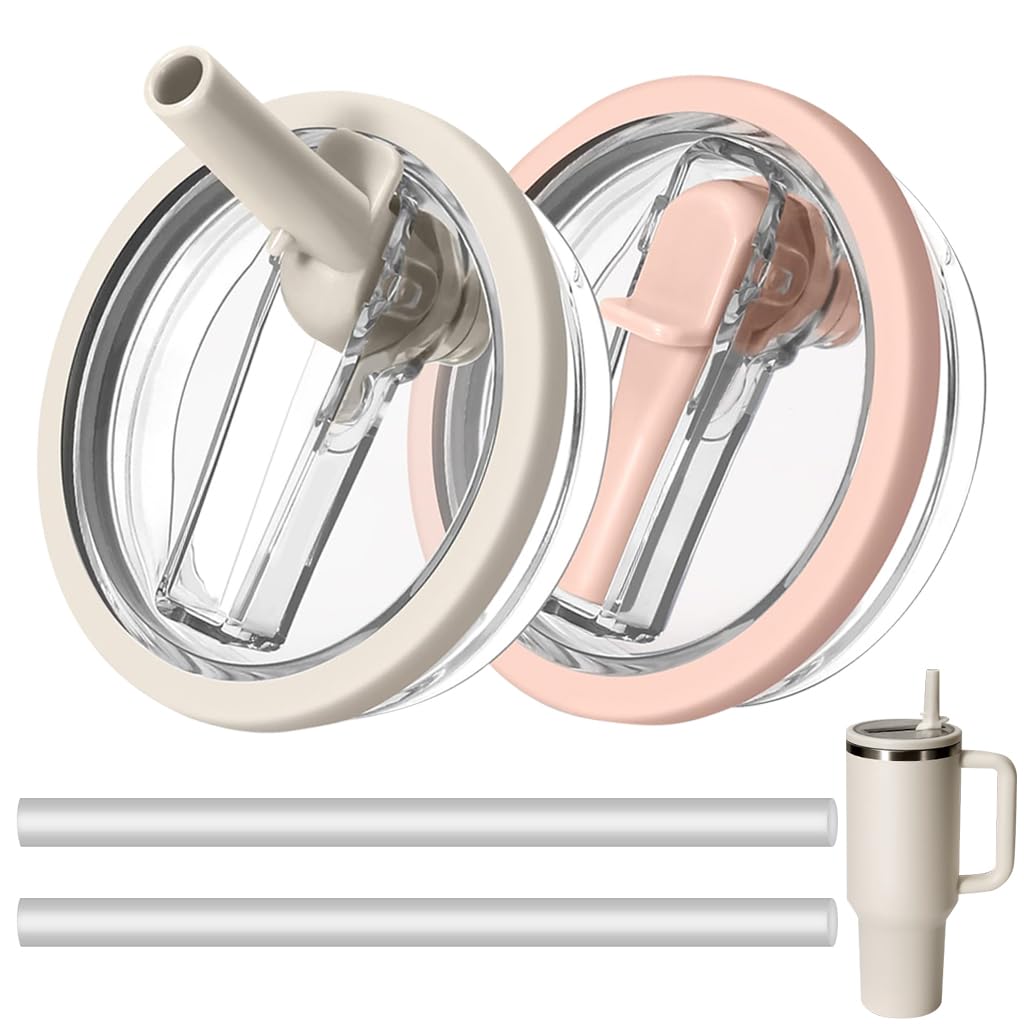 HASTHIP Flip Straw Lid Replacement for 40oz Stanley Cup with Leak Proof Seal and BPA Free Plastic | 2 Pack Reusable Tumbler Cover