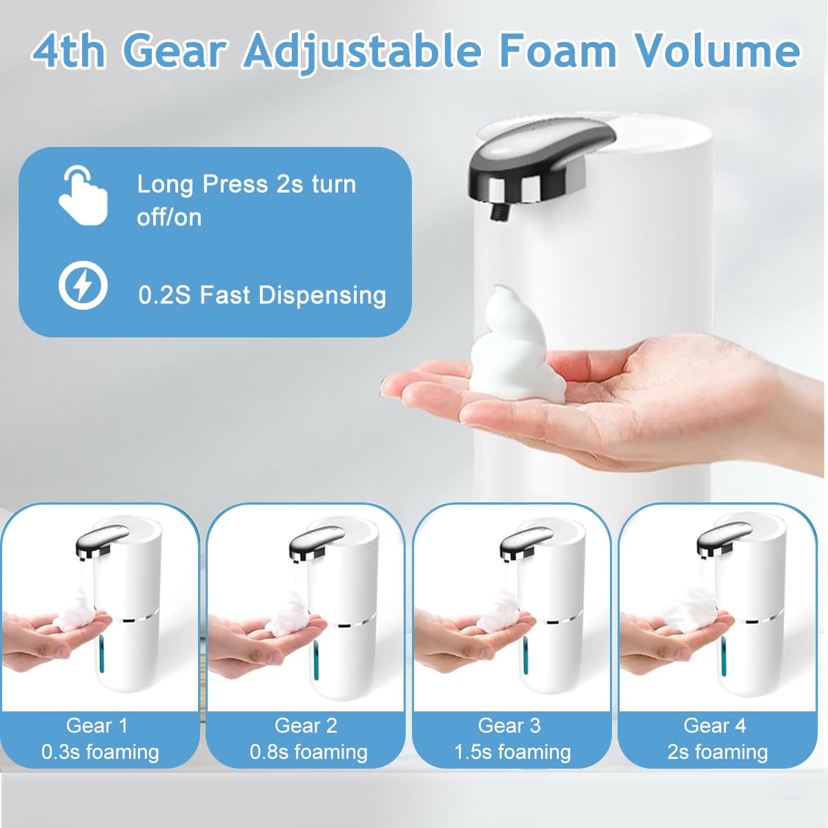 HANNEA® Automatic Soap Dispenser Soap Foamer Dispenser No-Touch Automatic Soap Dispenser Fine Foam Dispenser 13.5oz/400ml Hand Wash Soap Foamer Handwash Dispenser for Kitchen Bathroom Office