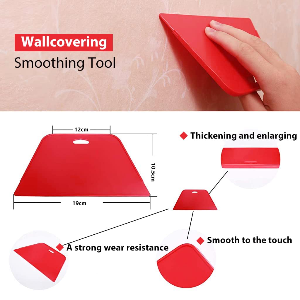 ZIBUYU® Wallpaper Smoothing Tool Include red Squeegee, Red Tape Measure, Vinyl Cutter and Craft with 4 Replacement Blades for Adhesive Contact Paper Application Win