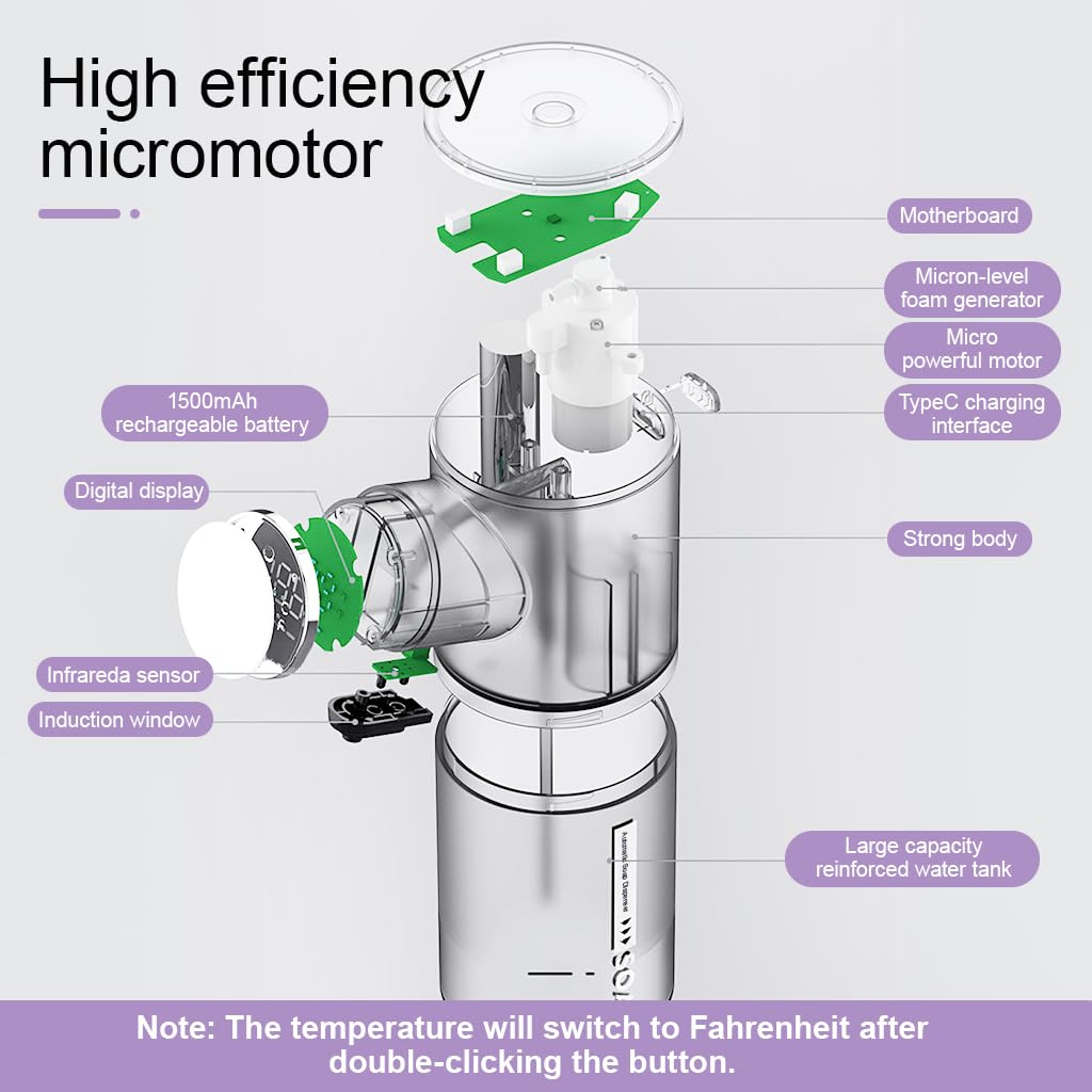 HANNEA Soap Dispenser for Bathroom with 0.25s Touchless Sensor and 320ml Capacity | 1500mAh Rechargeable IPX4 Waterproof Blue Model