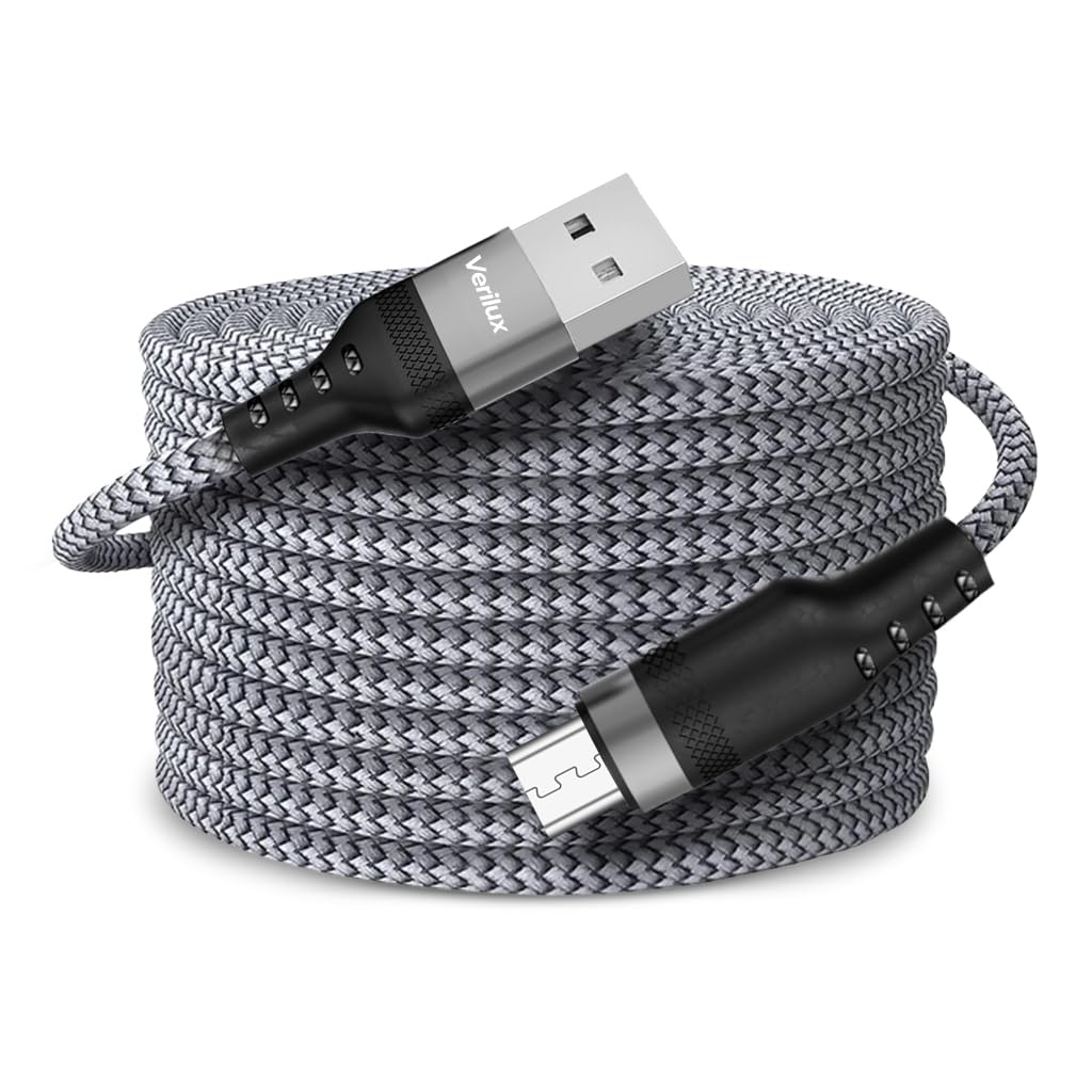 Verilux Micro USB Cable 10ft 3m for Fast Charging and Data Sync featuring Nylon Braid