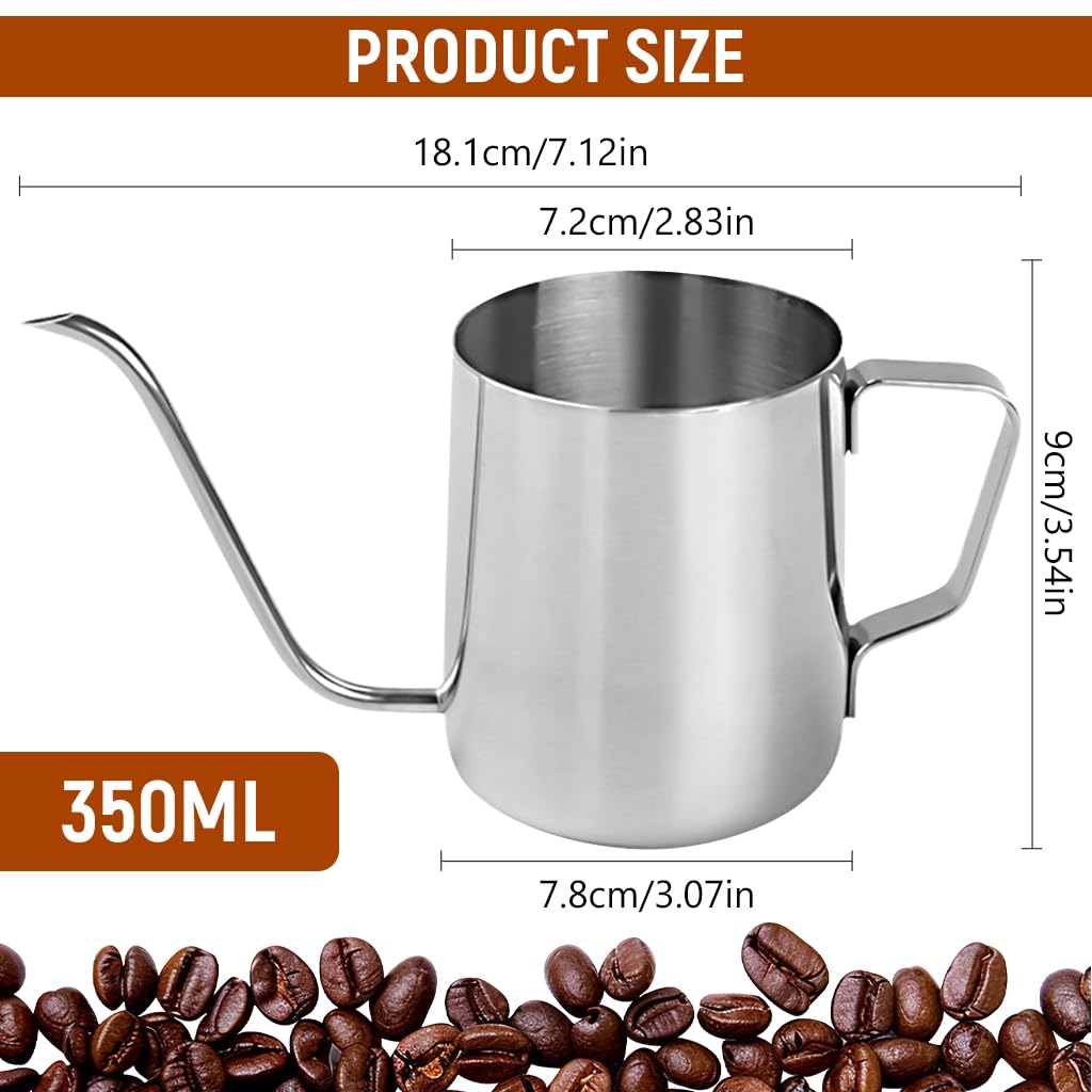 Supvox Pour Over Coffee Kettle for Hand Drip Brewing with 0.45cm Spout and 350ml Pot | Stainless Steel