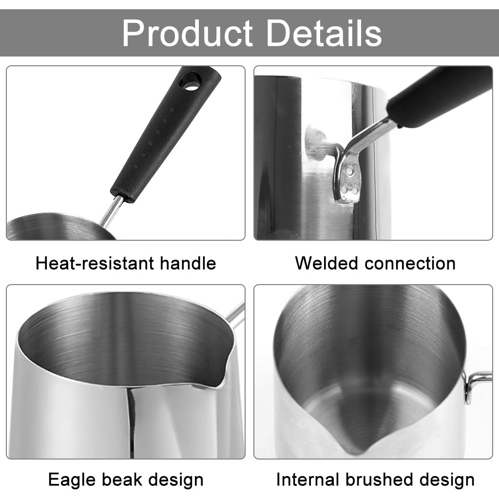 Supvox Milk Frothing Pitcher for Latte Art with Anti-Scald Handle and V Spout | 600ml Stainless Steel